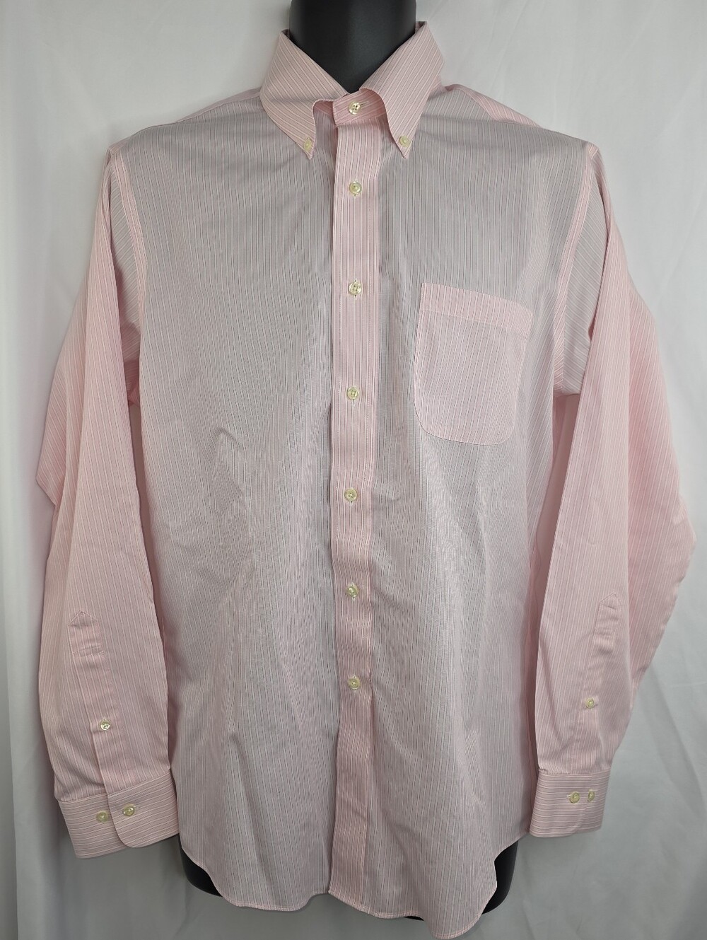 Brooks Brorhers 346 Pink Striped Button Down Shirt Size 15 1/2 4/5 CS-3625